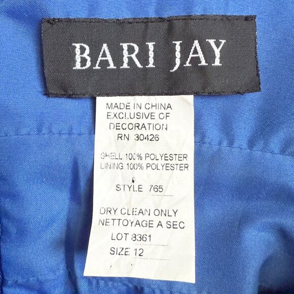 💙 Stunning Cobalt Blue Bari Jay Formal Maxi Dress with Gold Accents – Size 12 - Picture 7 of 7